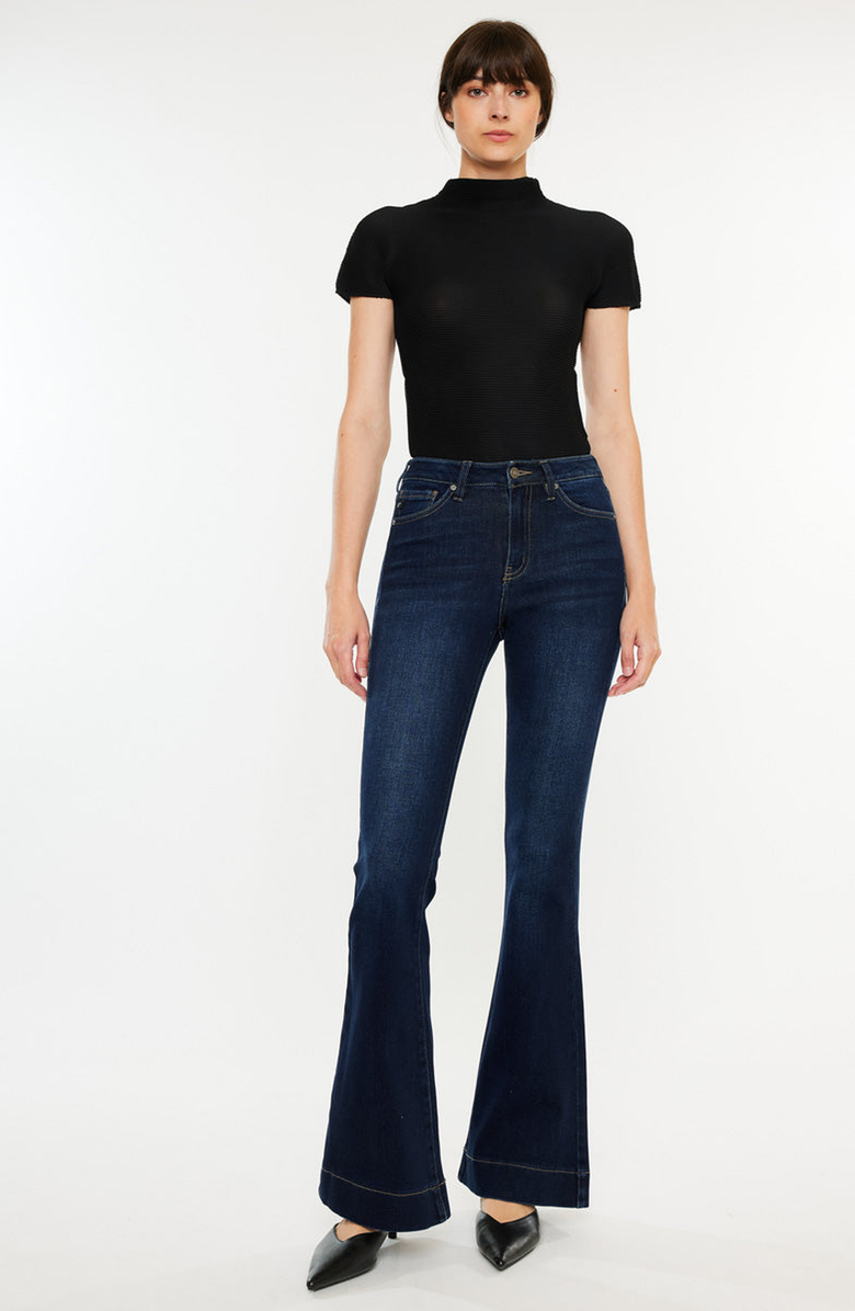 KanCan Roxanne High Rise Flare Jeans, Alternate, color, Dark Wash