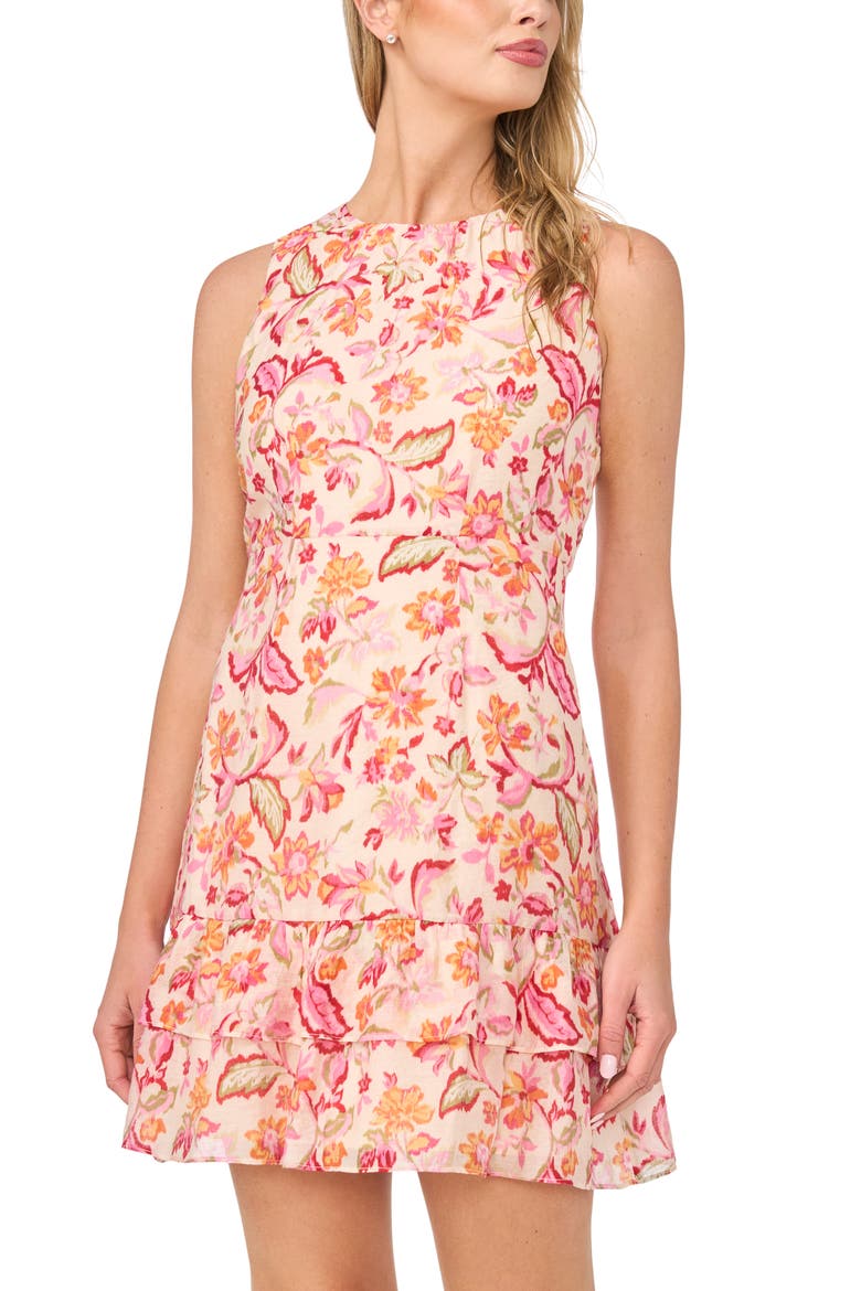 Sleeveless Tiered Minidress, Alternate, color, MAGENTA