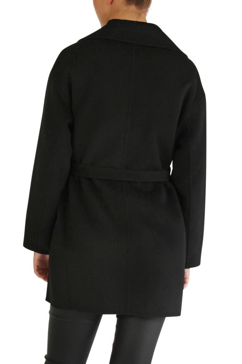 Eternal Flame Tie Waist Wool Blend Coat, Alternate, color, BLACK
