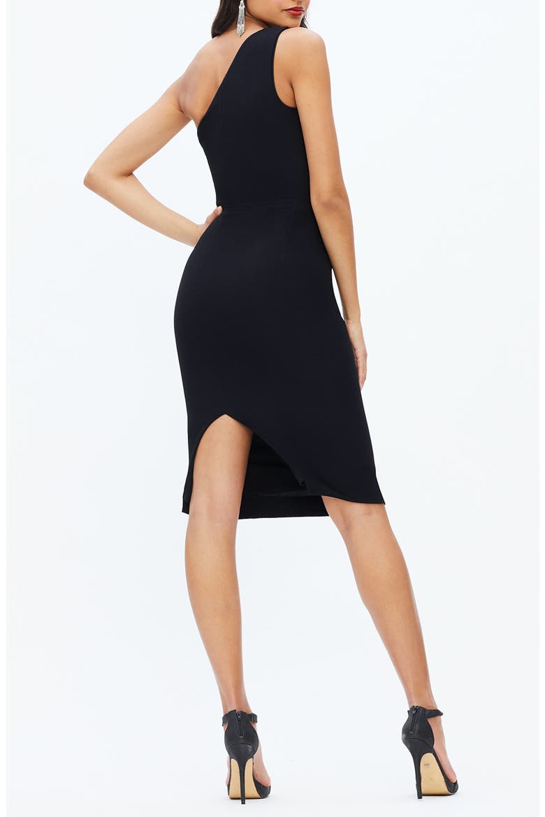 Martine Stretch Crepe One-Shoulder Dress, Alternate, color, BLACK