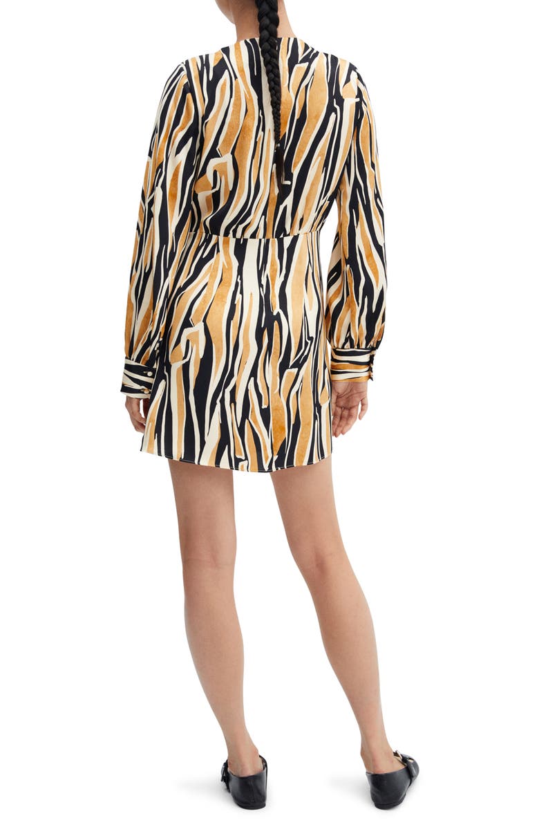 MANGO Abstract Print Long Sleeve Satin Minidress, Alternate, color, 