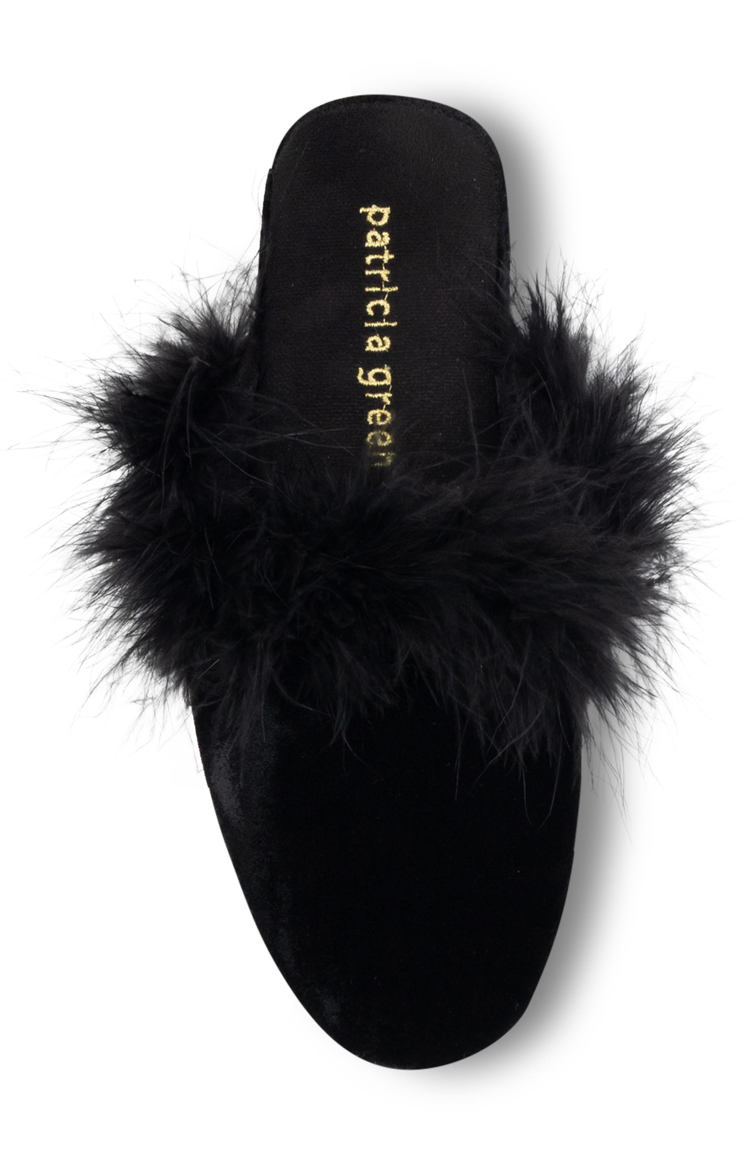 patricia green Party Feather Velvet Slipper, Alternate, color, 