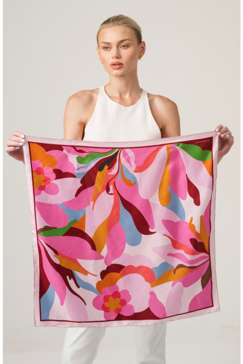 Petal Mirage Double Sided Silk Scarf, Alternate, color, Pink