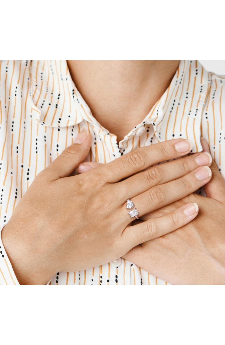 Julianna B. 2 CTW Lab-Grown Diamond 2-Stone Heart Ring 14k, Alternate, color, White Gold