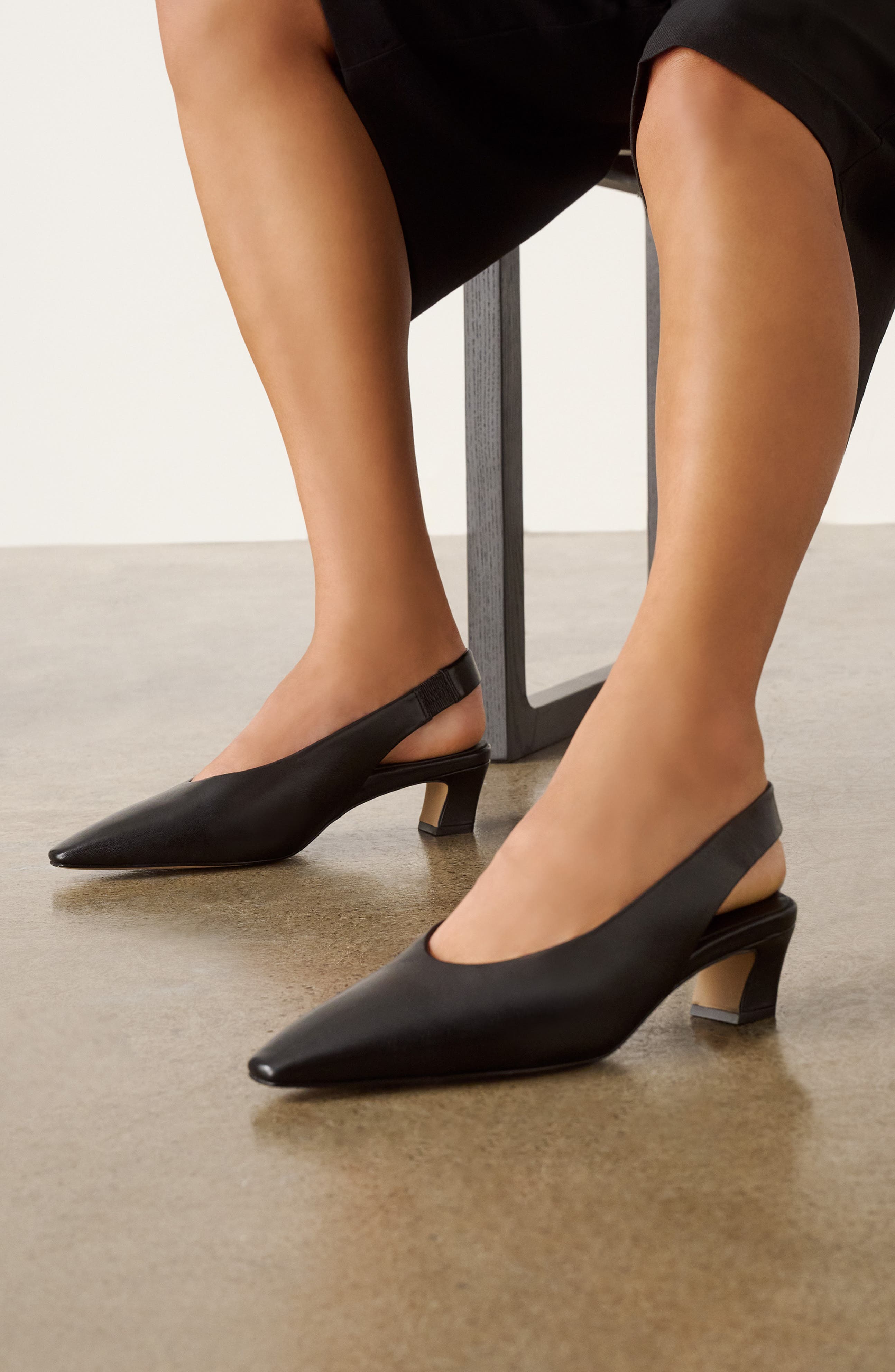 Noa Leather Slingback Pump, Alternate, color, BLACK