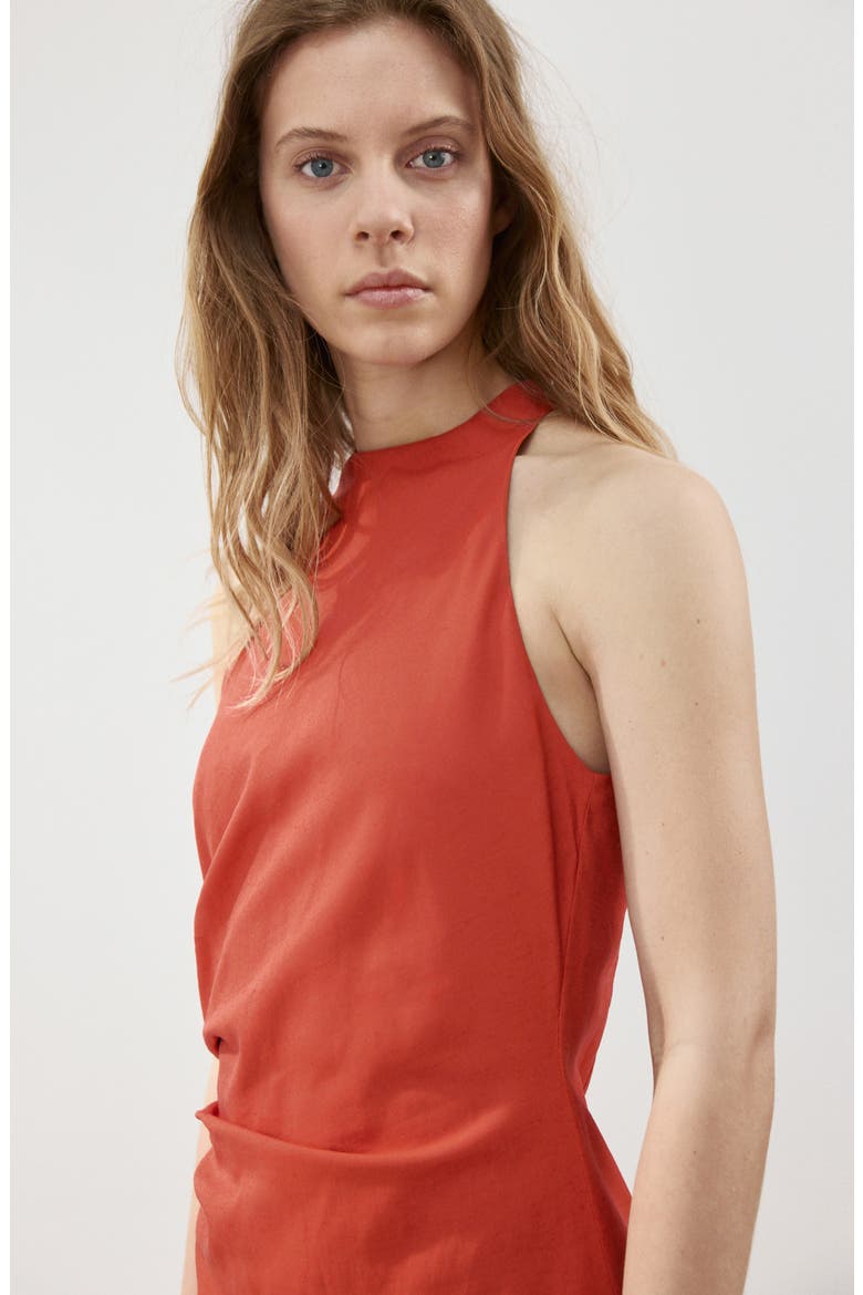Draped Sleeveless Midi Dress, Alternate, color, ORANGE