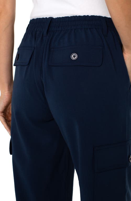 Liverpool Los Angeles High Waist Crop Wide Leg Cargo Pants In Dark Navy
