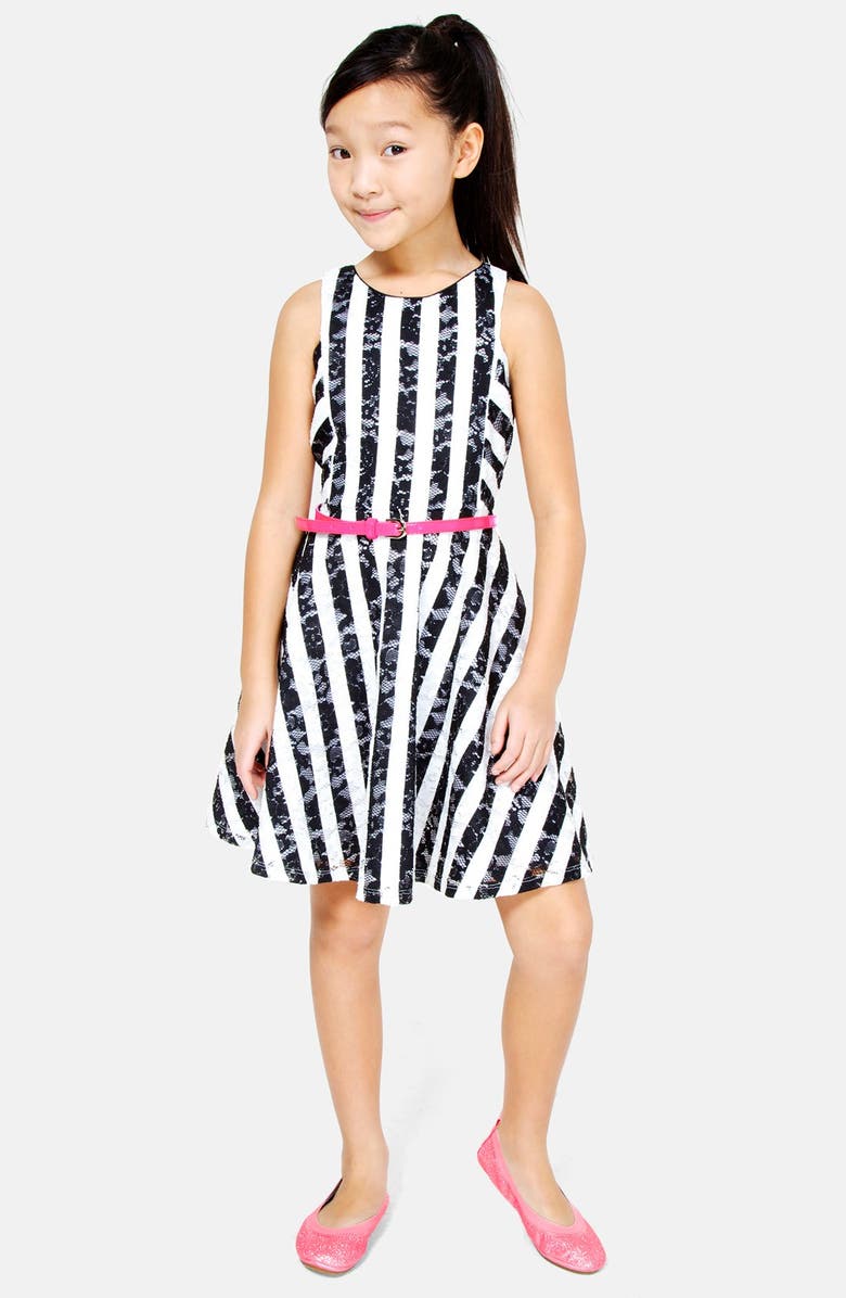 Pippa & Julie Lace Stripe Dress, Alternate, color, 