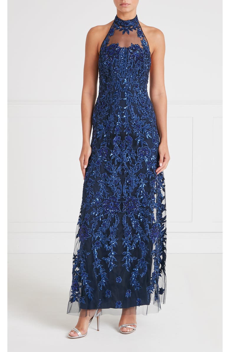 Temperley London Genevieve Halter Gown, Main, color, Midnight