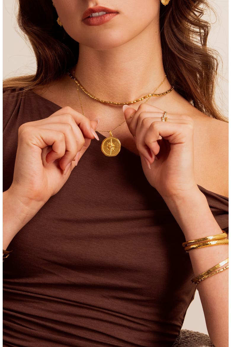 Diamond True North Talisman Necklace, Alternate, color, Yellow Gold Vermeil