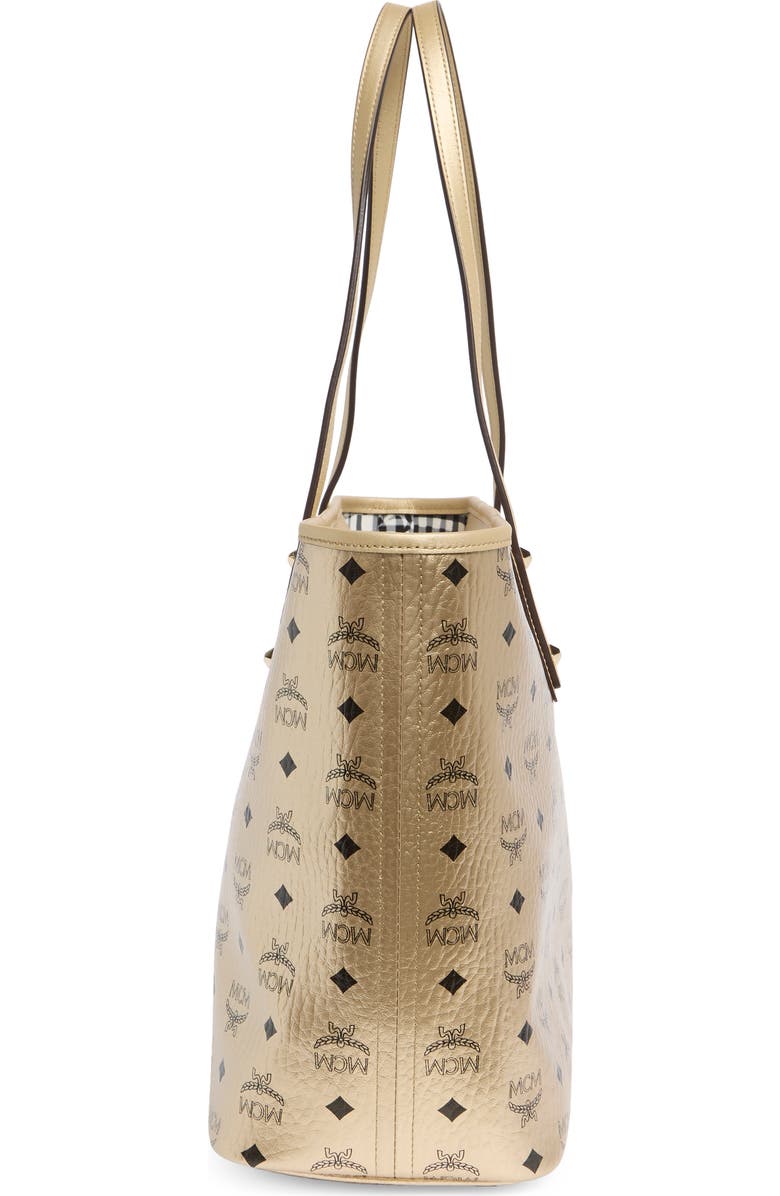 MCM Aren Visetos Metallic Tote Bag, Alternate, color,