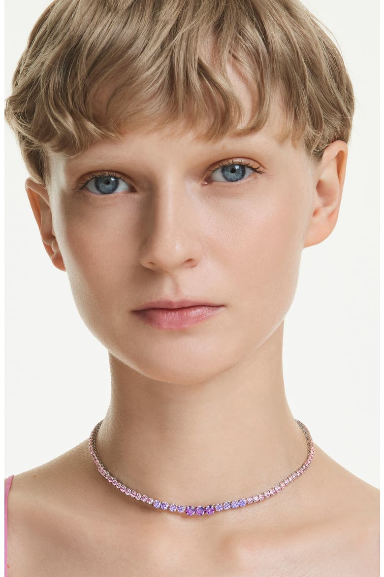 Matrix Crystal Slider Necklace, Alternate, color, SILVER/ PURPLE