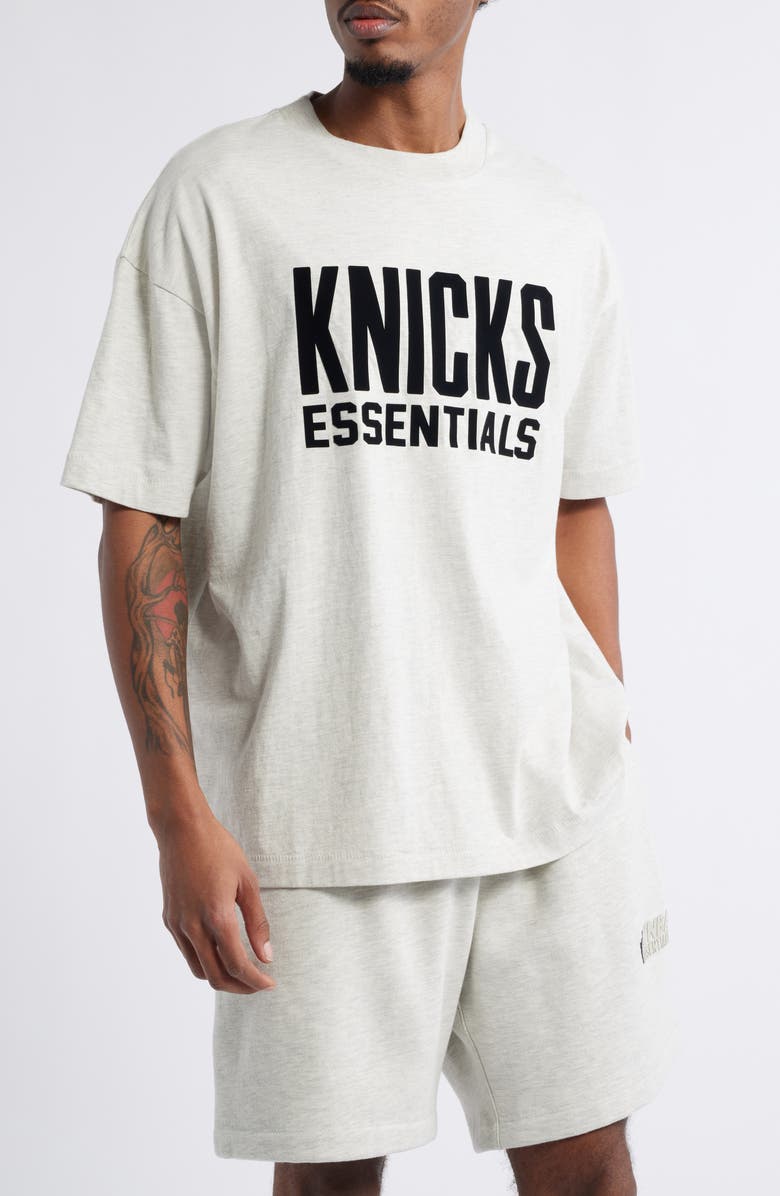 Fear of God Essentials x NBA New York Knicks Graphic T-Shirt, Main, color, Light Heather
