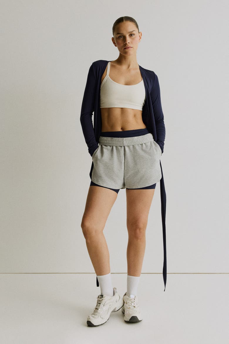 Sports Wrap Top In Modal, Alternate, color, Navy blue