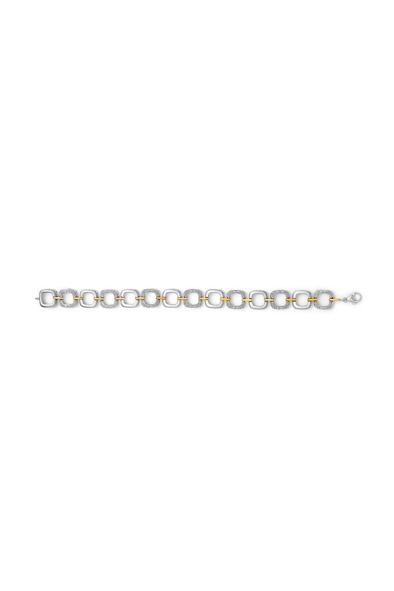 Silver Diamond Accent Open Box Link Bracelet, Alternate, color, Yellow