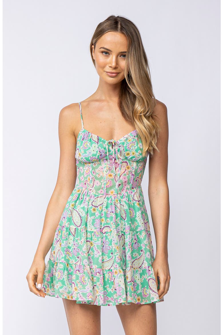 Corset Sleeveless Minidress, Alternate, color, GREEN