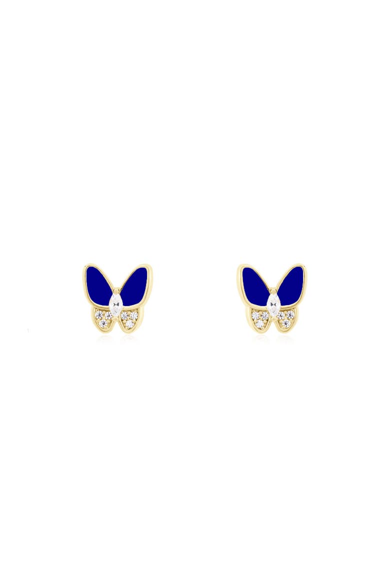 Lapis CZ Butterfly Stud Earrings, Alternate, color, Lapis