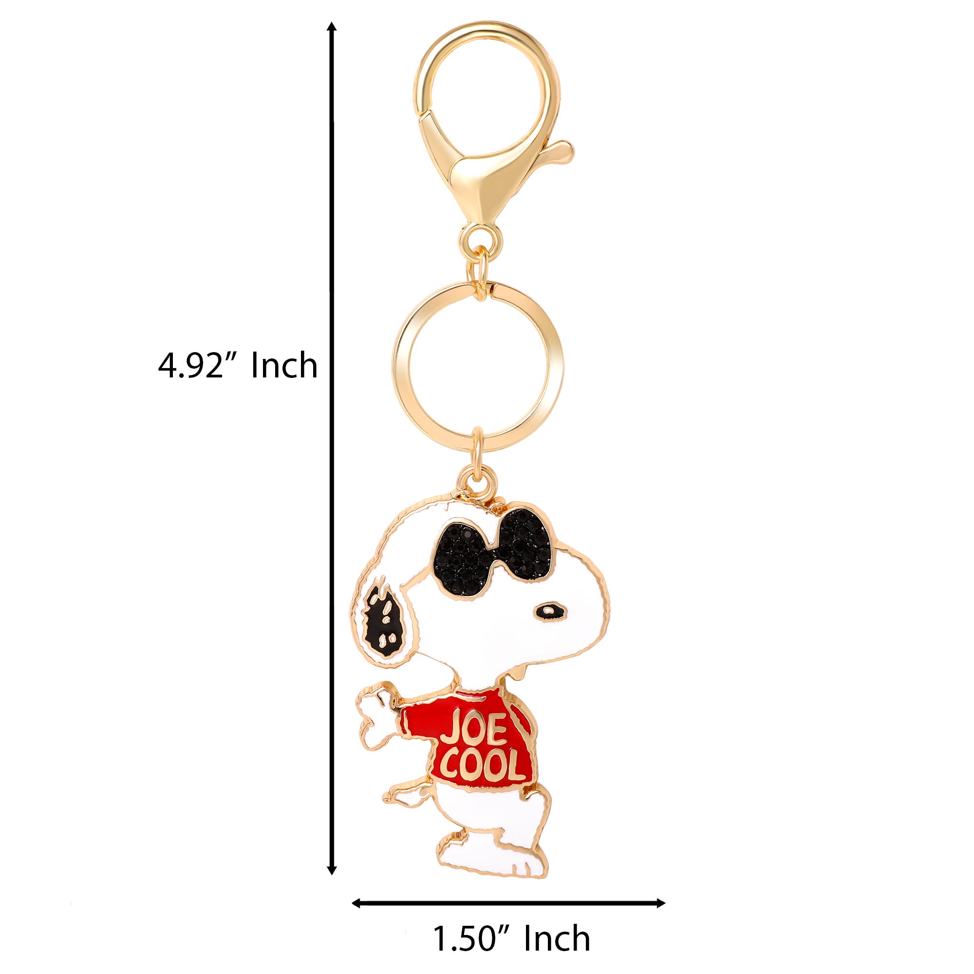 PEANUTS Joe Cool Keychain, Gold-Tone Enamel Bag Charm, Alternate, color, White, Red