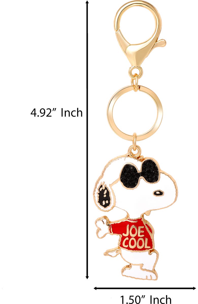 PEANUTS Joe Cool Keychain, Gold-Tone Enamel Bag Charm, Alternate, color, White, Red