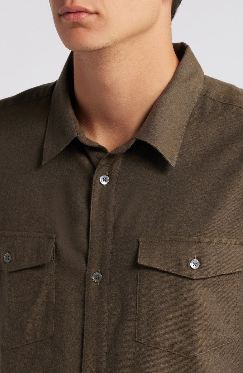 FRAME Cotton & Merino Wool Button-Up Shirt, Alternate, color, Soft Mocha