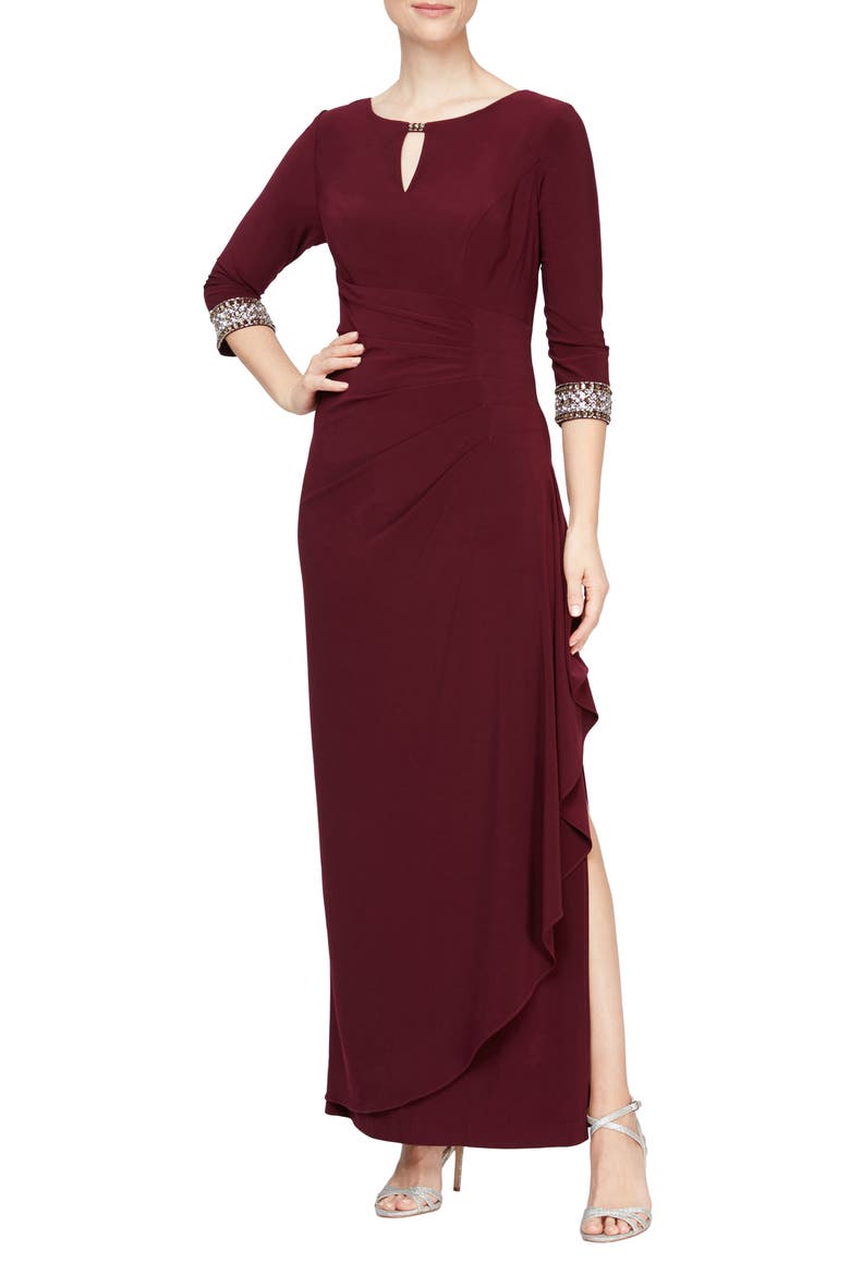 Embellished Cuff Dress, Main, color, FIG
