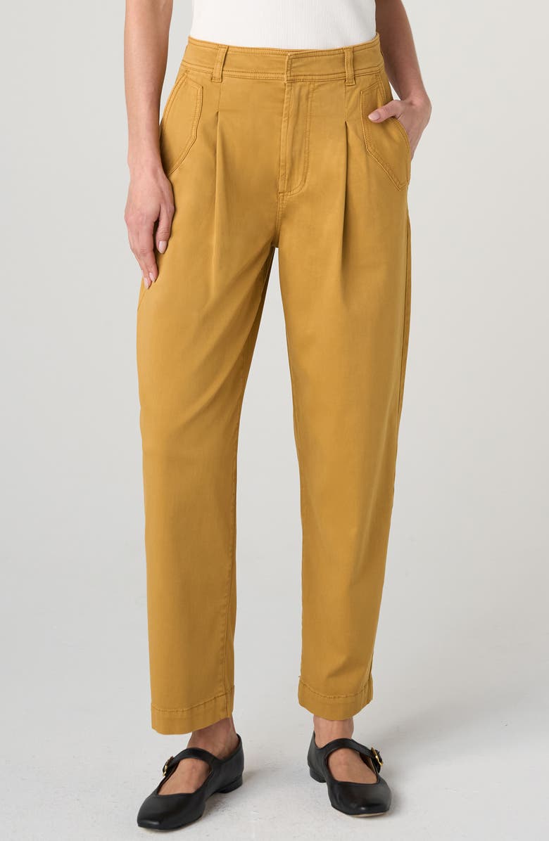 Liverpool Pleated Cotton Blend Pants, Main, color, Gold Rush