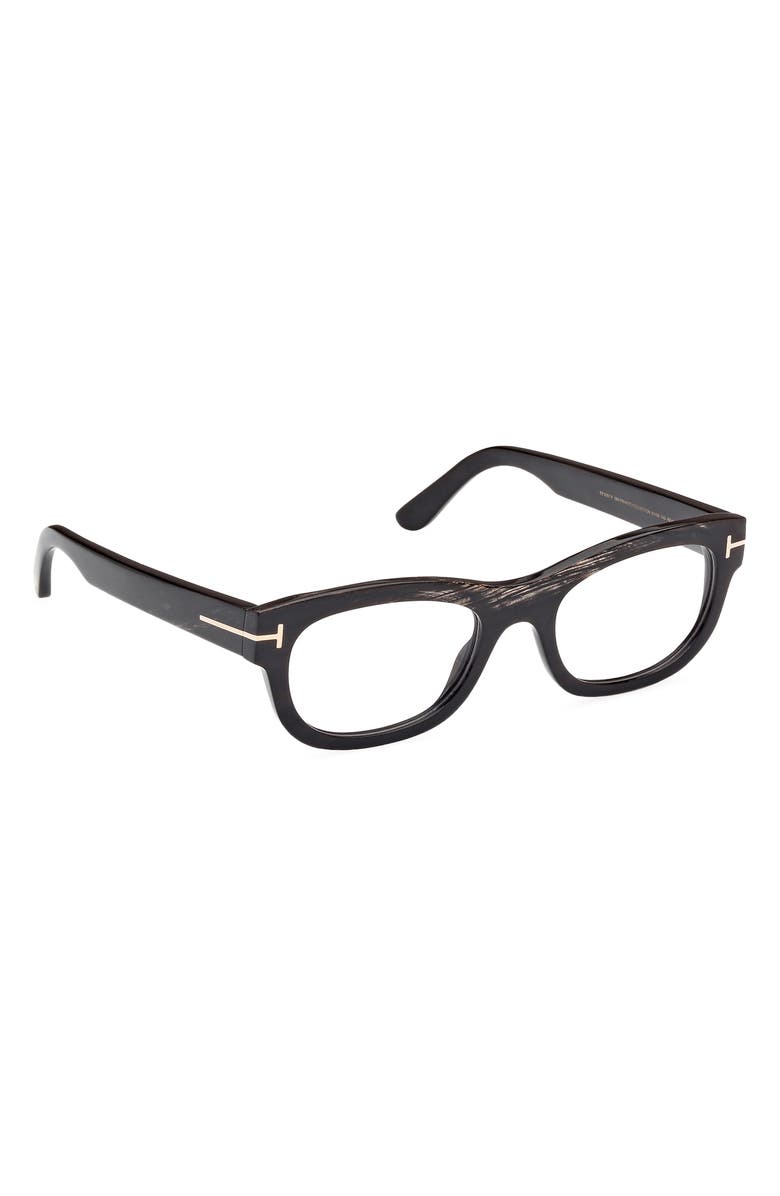 TOM FORD 51mm Rectangular Optical Glasses, Alternate, color, Black Striped Brown / T Logo