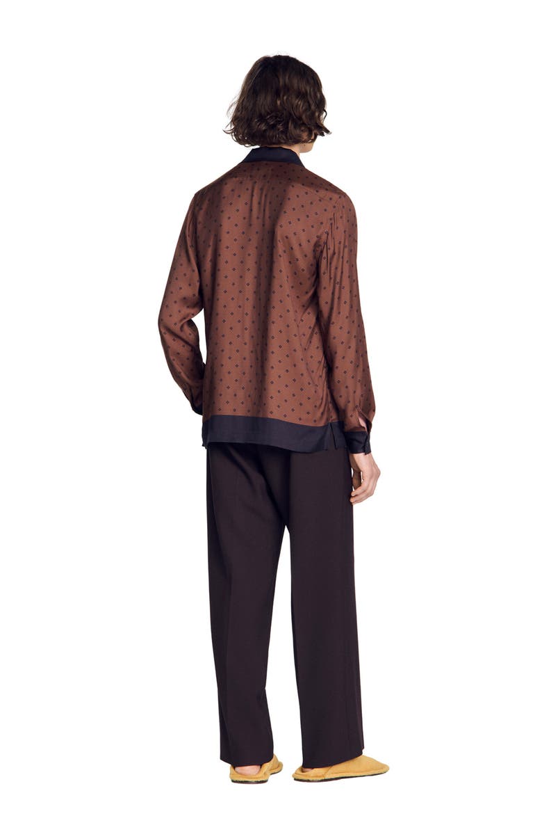 SANDRO Square Cross motif shirt, Alternate, color, Tobacco Brown