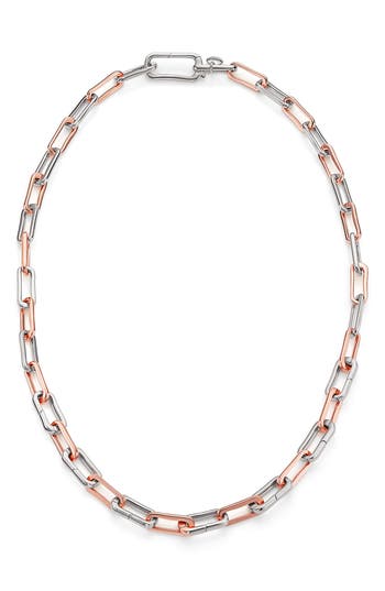 Monica Vinader Rose Gold Alta Capture Mixed Metal Charm Necklace In Gold