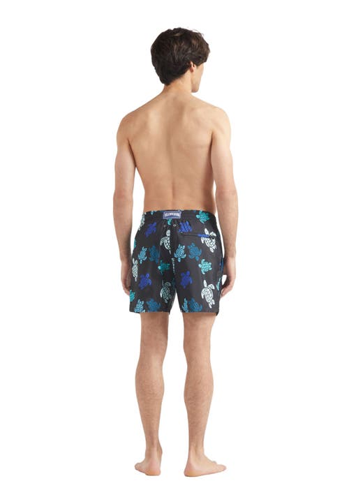 Vilebrequin Multicolor Tortues Ultra-light And Packable Swim Shorts In Noir