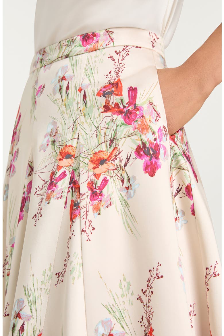 Hilda Bouquet Godet Skirt, Alternate, color, OATMILK MULTI