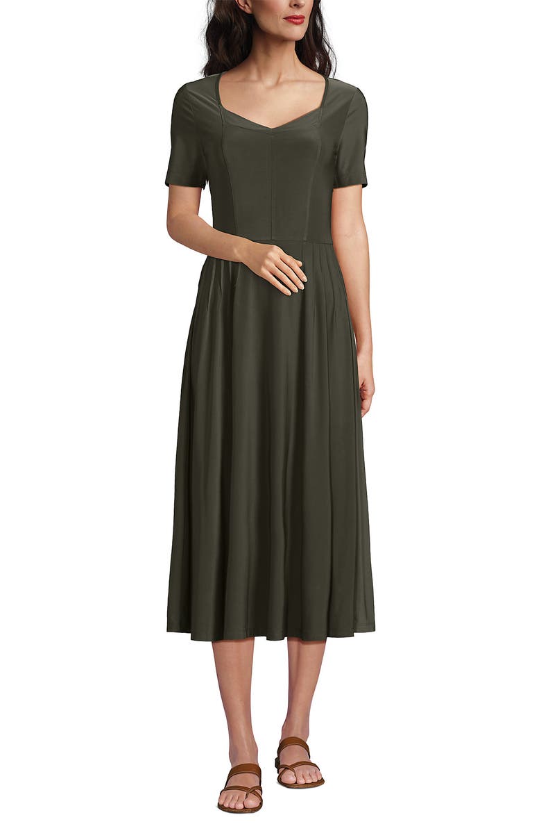Lands' End Silky Knit Sweetheart Midi Dress, Main, color, 