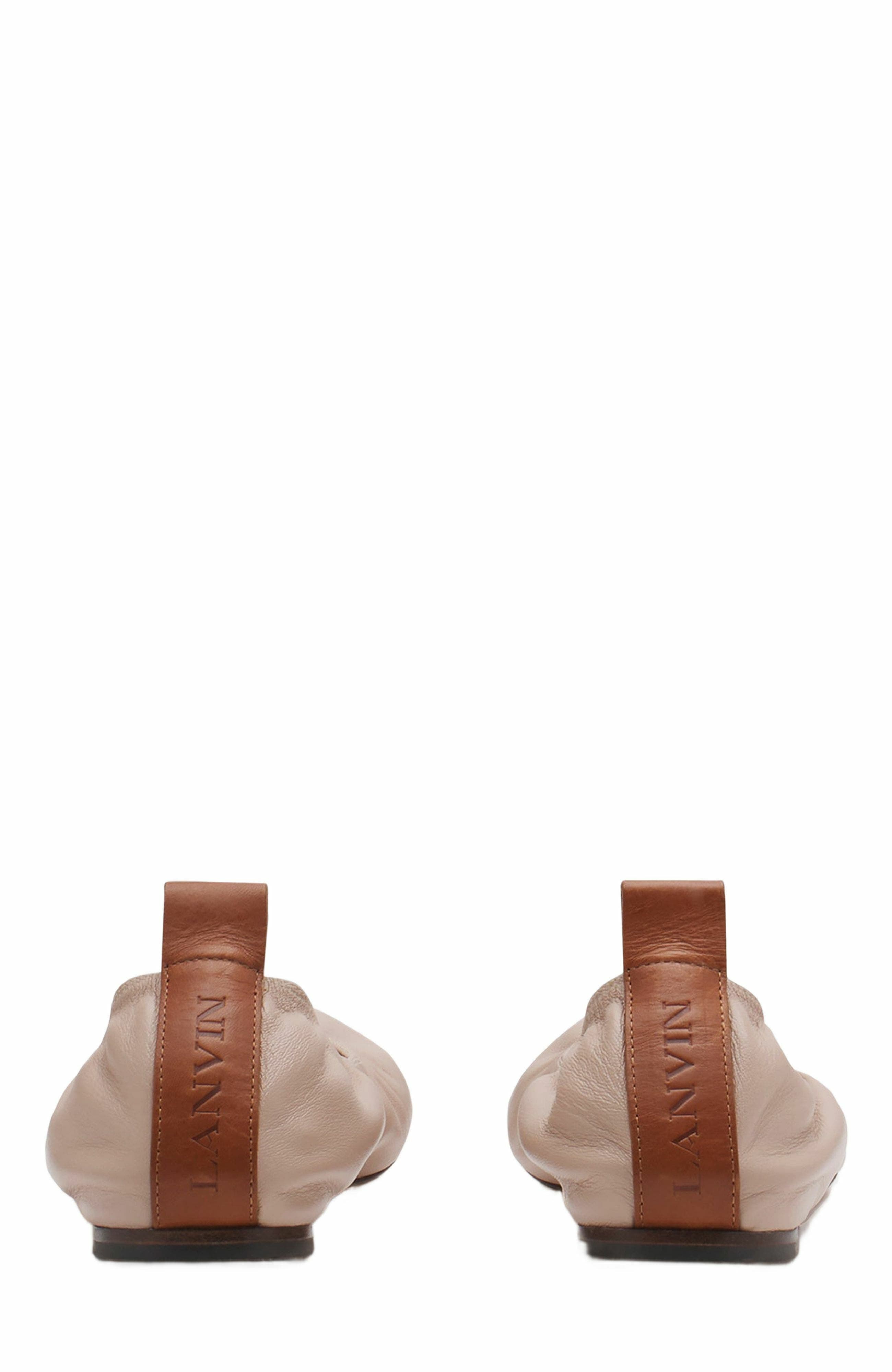 Lanvin The Leather Ballerina Flat, Alternate, color, Dark Beige