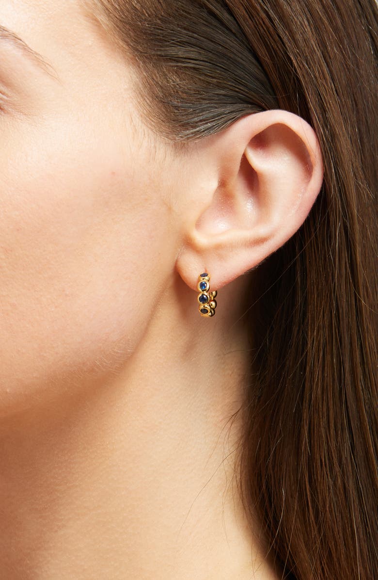 Missoma Small Tennis Hoop Earrings, Alternate, color, Gold/ Blue