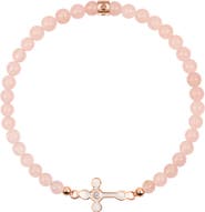 Karma and Luck Loyal Support - Rose Quartz Diamond Cross Bracelet