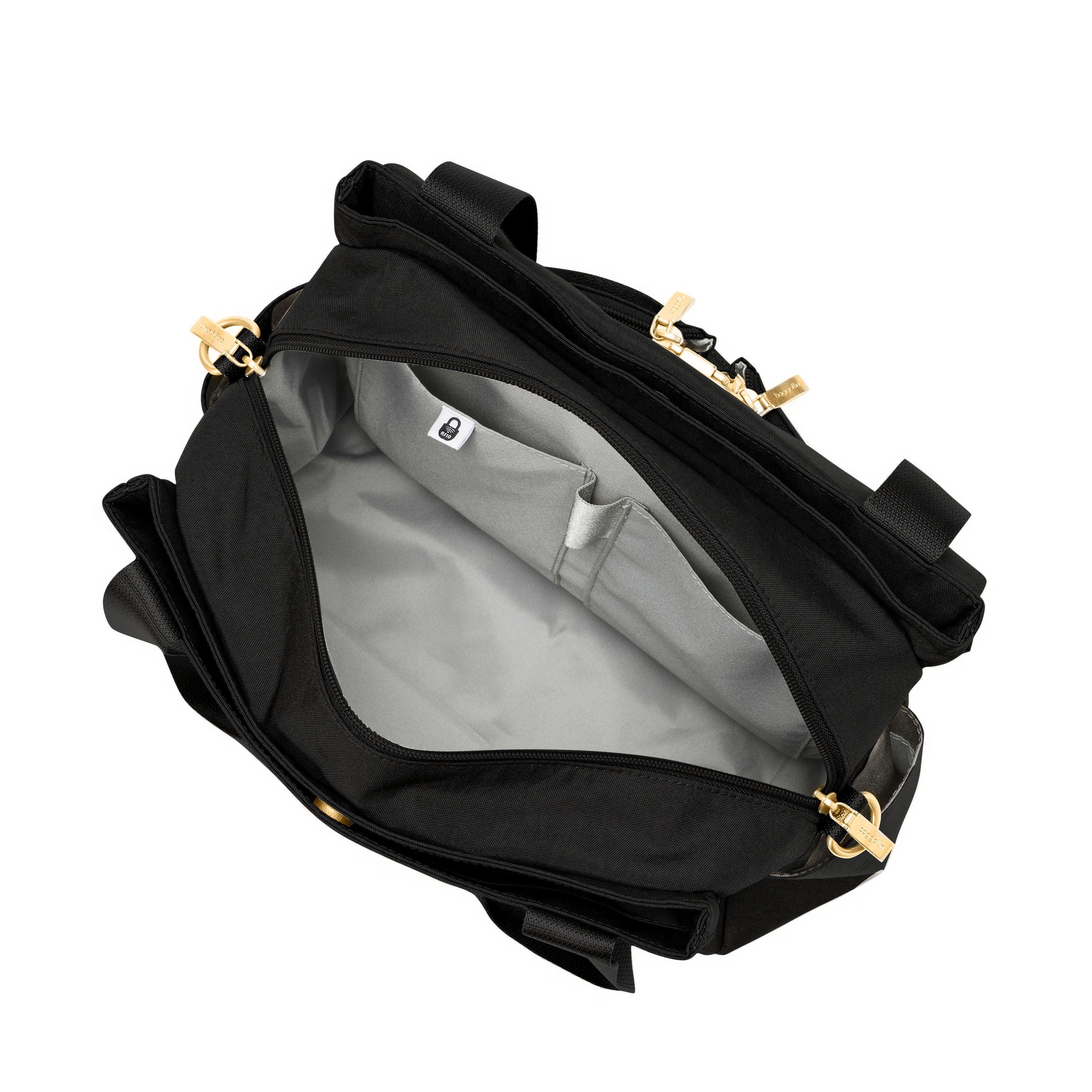 Coastal Flip Lock Trio Satchel, Alternate, color, Black W/ Gold Hardware