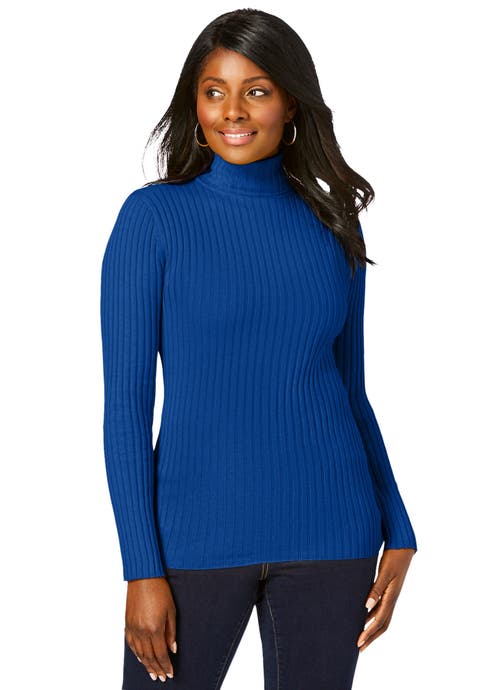 Ribbed Cotton Turtleneck Sweater (Plus Available)