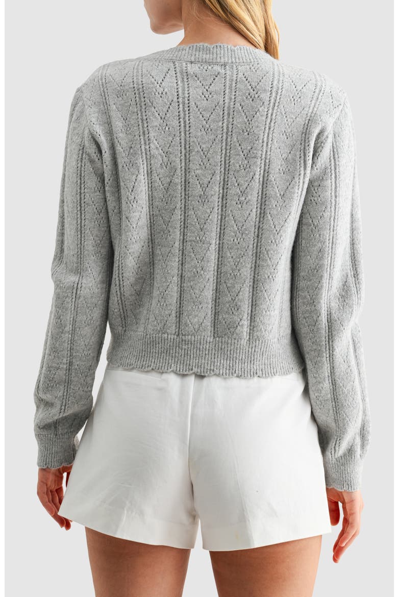 Heart Button Pointelle Cardigan, Alternate, color, LIGHT GREY