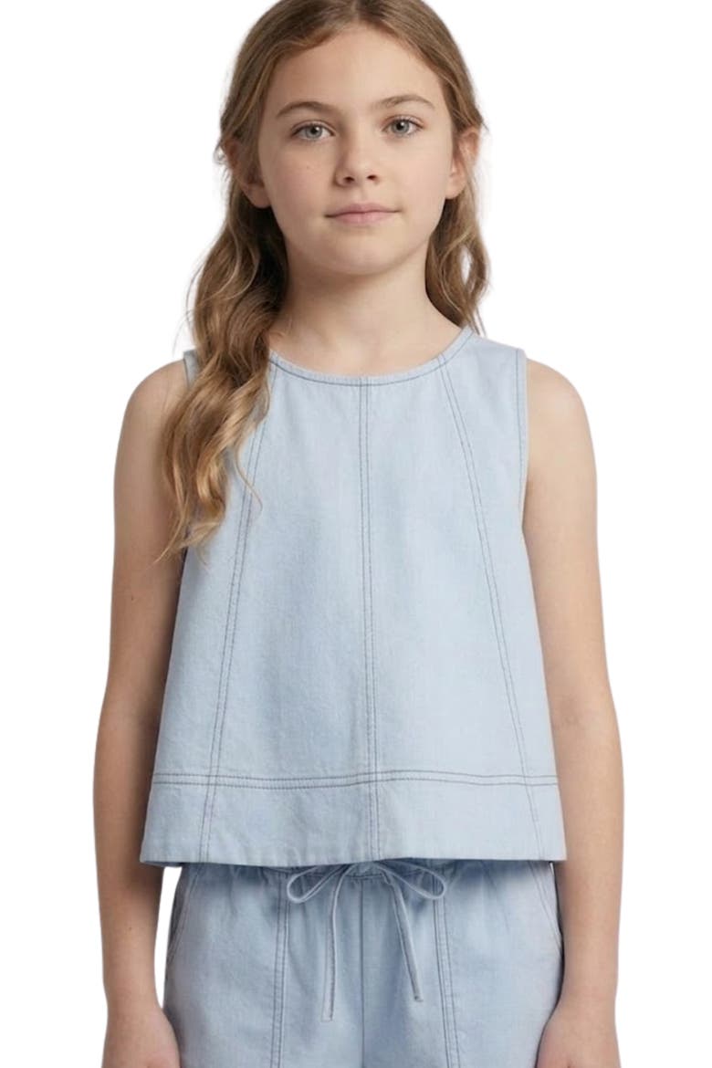 Kids' Contrast Stitch Cotton Blend Top, Main, color, LIGHT BLUE