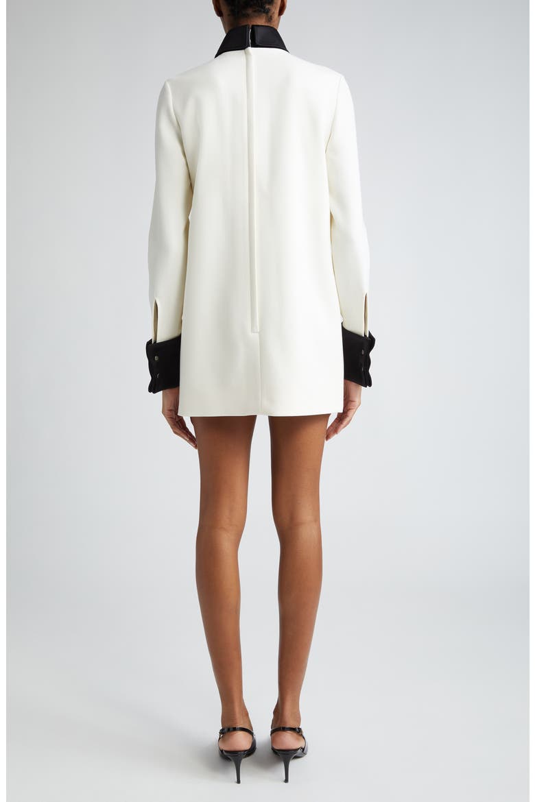 Contrast Trim Long Sleeve Wool Blend Shift Dress, Alternate, color, W0001 BIANCO NATURALE