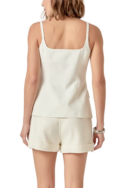 English Factory Linen Sleeveless Vest Top In White In White