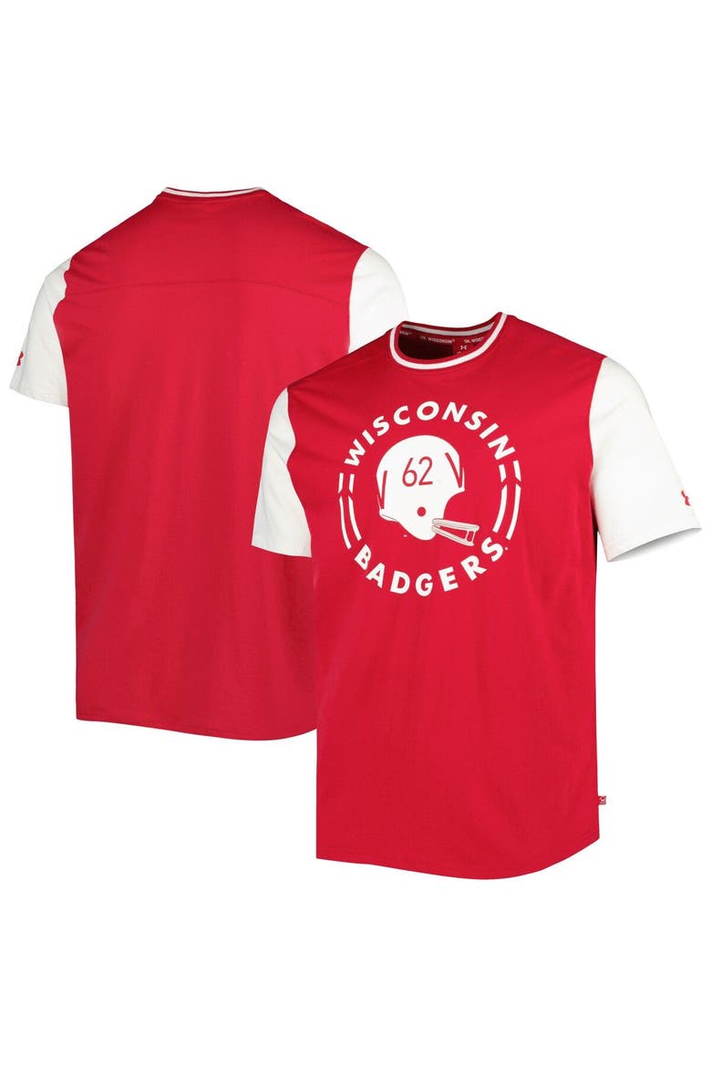 Men's Under Armour Red/White Wisconsin Badgers Iconic Block T-Shirt, Main, color, Red
