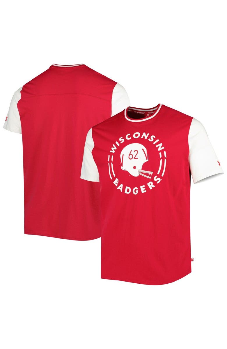 Under Armour Men's Under Armour Red/White Wisconsin Badgers Iconic Block T-Shirt, Main, color,