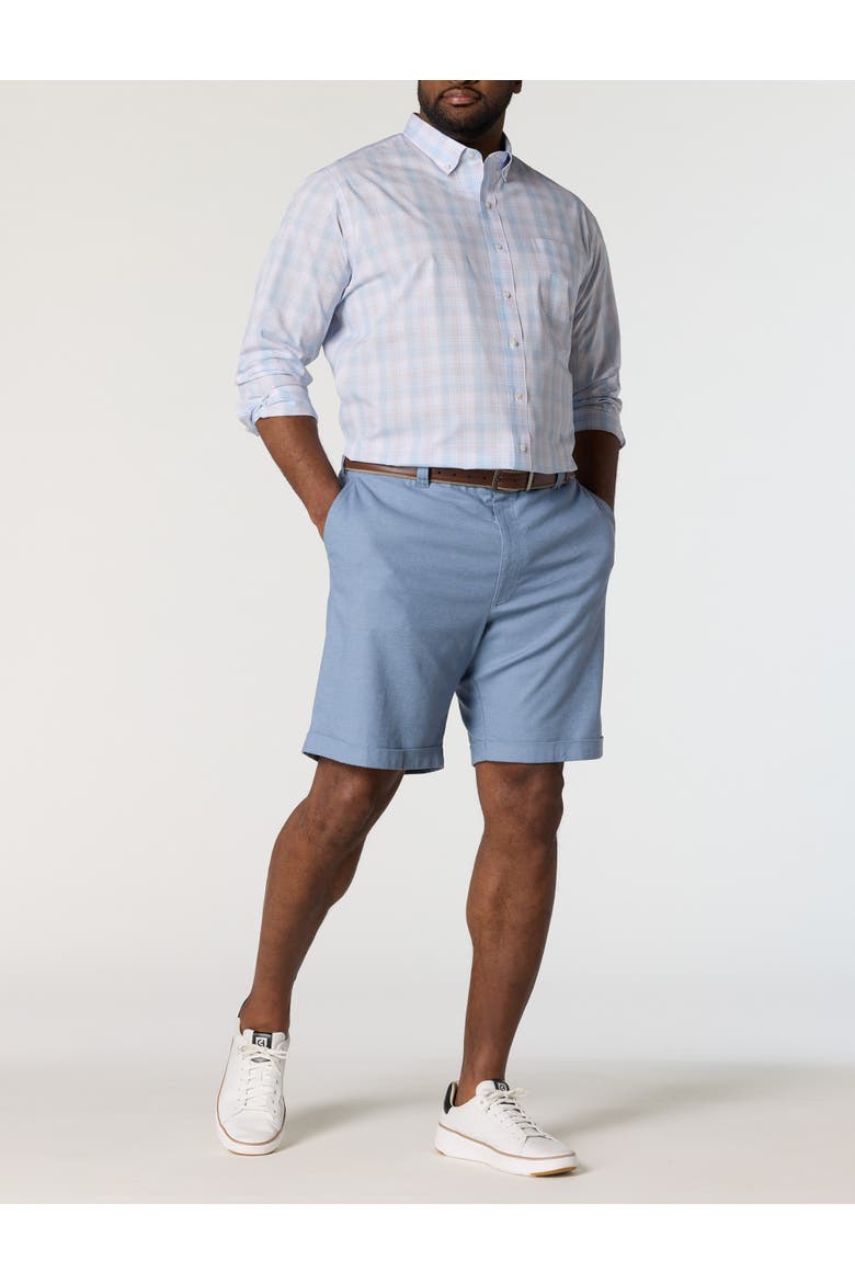 Big & Tall Heather Plaid Tech Sport Shirt, Alternate, color, PINK BLUES