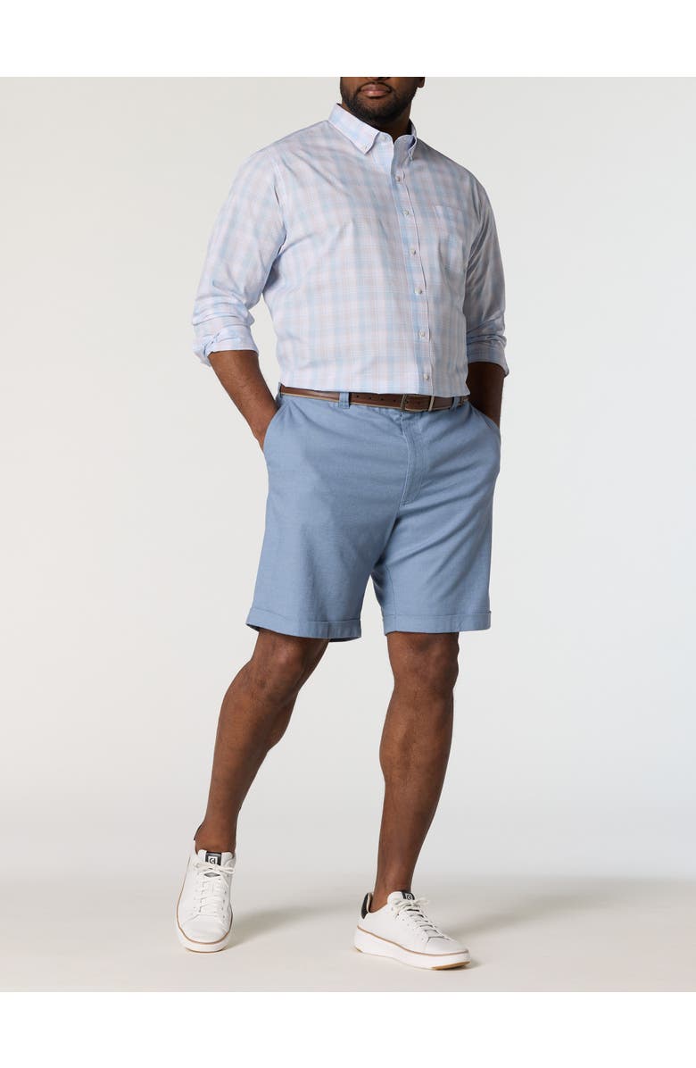 Oak Hill by DXL Big & Tall Heather Plaid Tech Sport Shirt, Alternate, color, Pink Blues