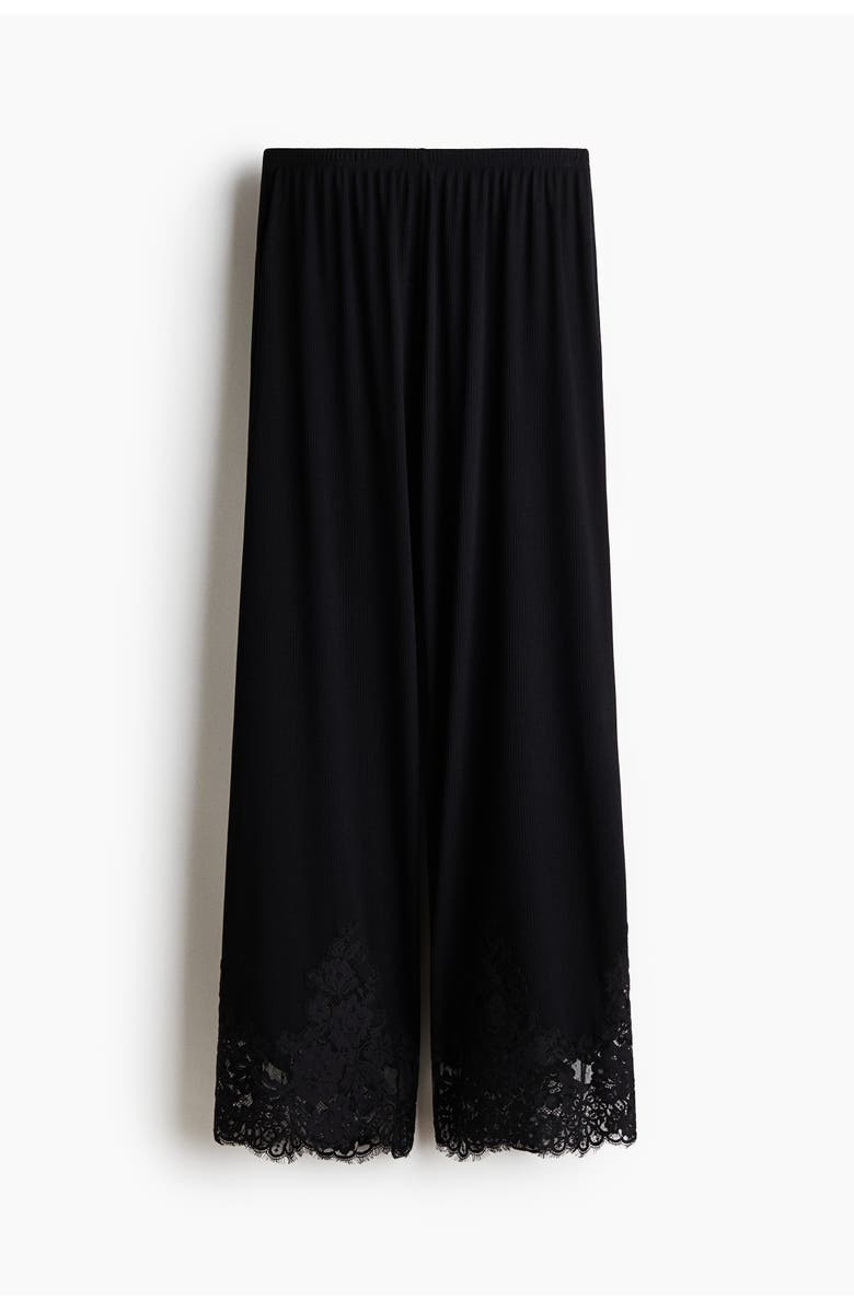 H&M Lace-trimmed Pyjama Bottoms, Main, color, Black