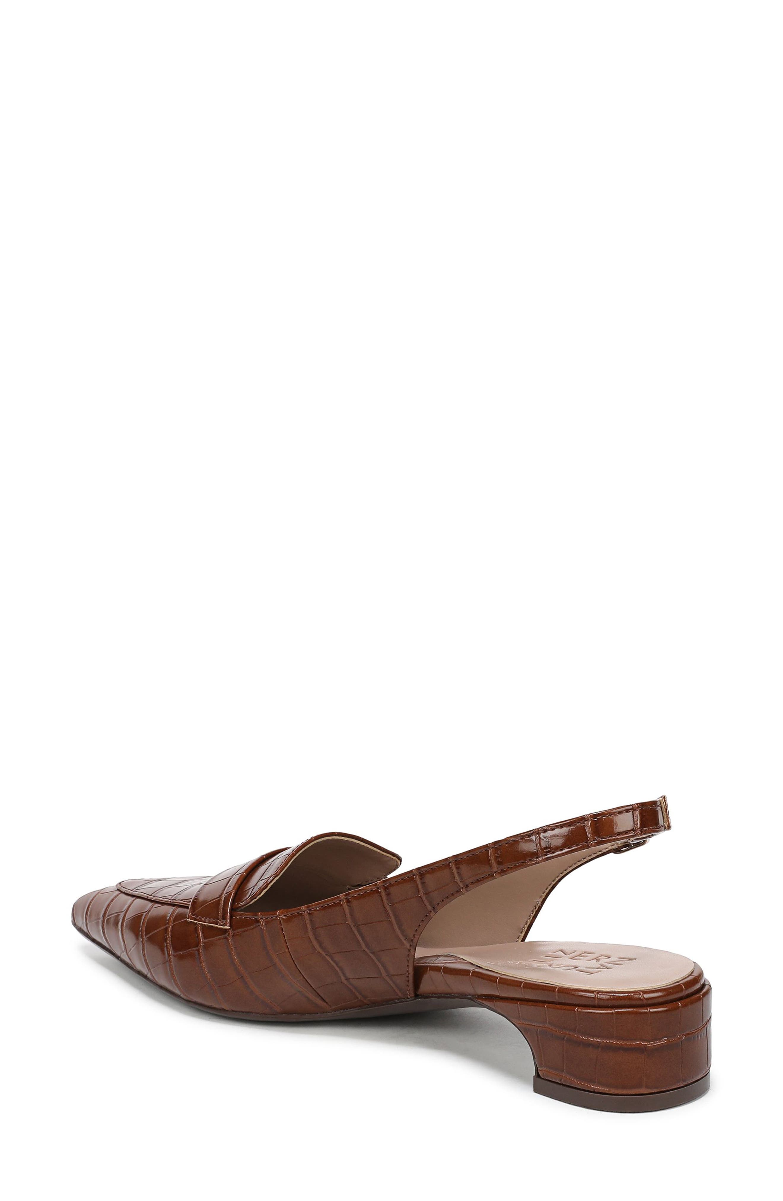Sloane Pointed Toe Slingback Pump, Alternate, color, BROWN CROCO PRINT FAUX LEATHER