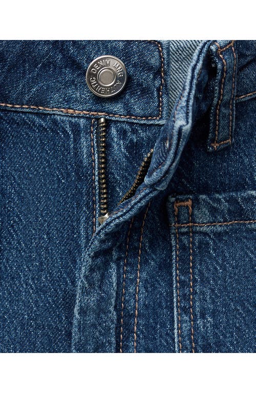 Mango Teen Patch Pocket Mid Rise Culotte Wide Leg Jeans In Blue