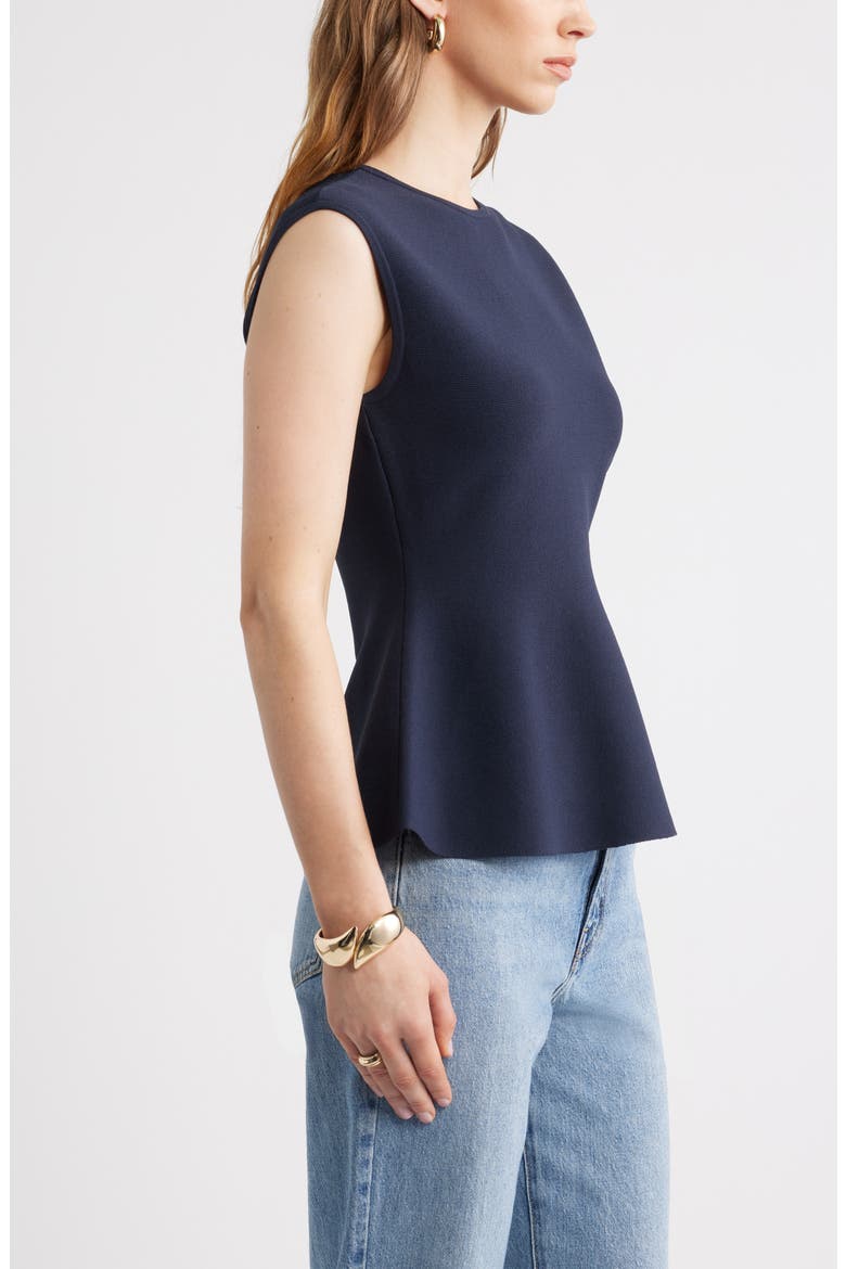 Sleeveless Peplum Sweater, Alternate, color, NAVY NIGHT