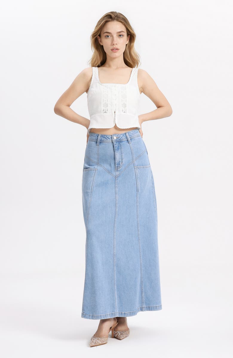 Bayeas Denim Maxi Skirt, Alternate, color, Light Blue